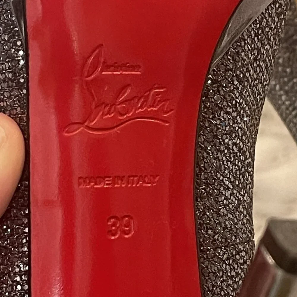 Christian Louboutin FILO 120 Lady Glitter Specchio Heels Silver/Gray Size 39 - Picture 2 of 16